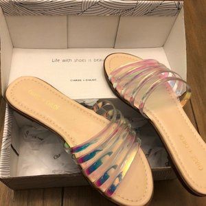 Chase & Chloe Sandals-Iridescent Jelly Sandal